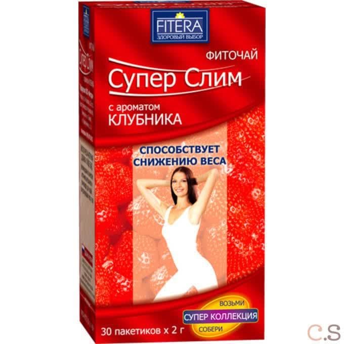 Чай Супер Слим Клубника 30 пакетиков по 2 гр Fitera