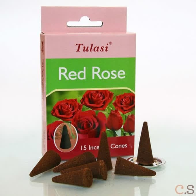 Красная роза (Red Rose) благовония 15 конусов Sarathi Tulasi