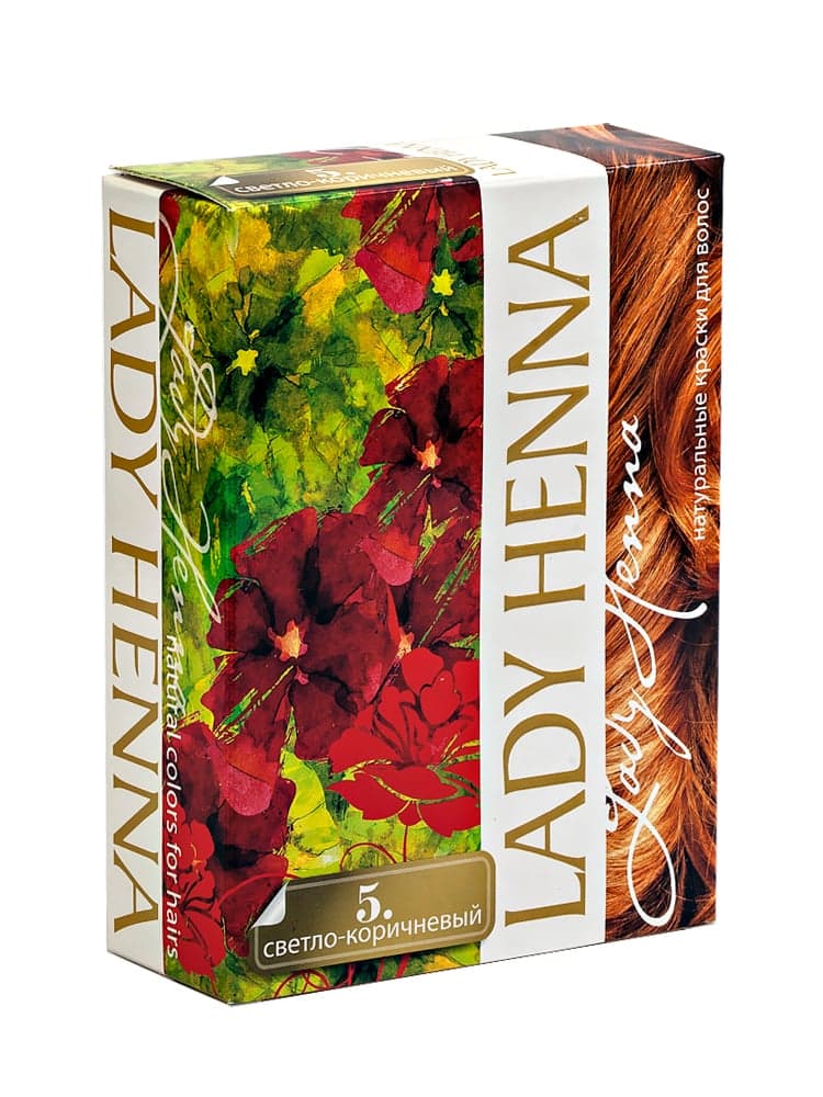 Краска для волос на основе хны Светло-Коричневый 6 х 10 гр Lady Henna