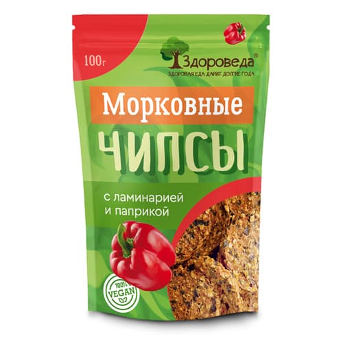 Морковные чипсы с ламинарией и паприкой 100 гр Здороведа
