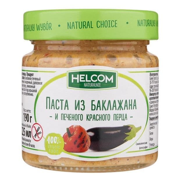 Паста из баклажана и печеного красного перца HELCOM NATURALNIE, Theobroma "Пища Богов"