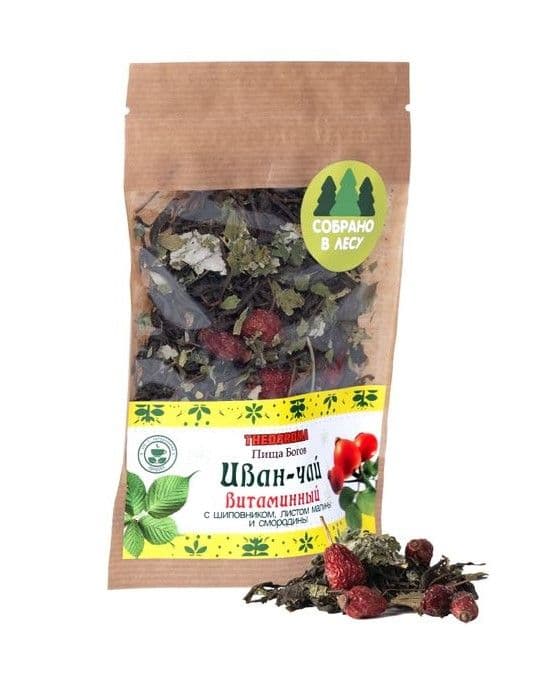 Иван-чай "Витаминный" (с шиповником, лист малины и смородины), Theobroma "Пища Богов"