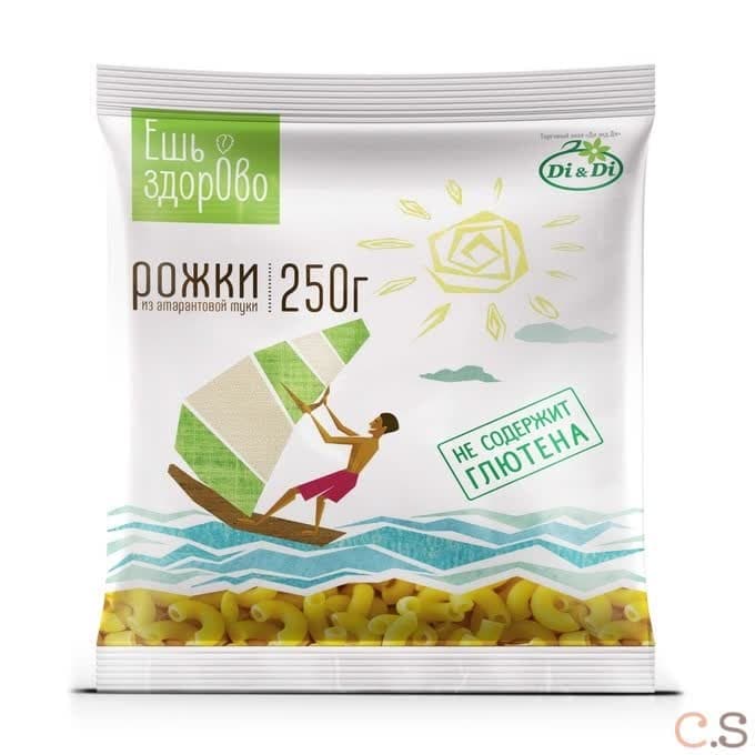 Макаронные изделия без глютена Рожки 250 гр ЕшьЗдорОво Ди энд Ди