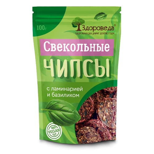 Свекольные чипсы с ламинарией и базиликом 100 гр Здороведа