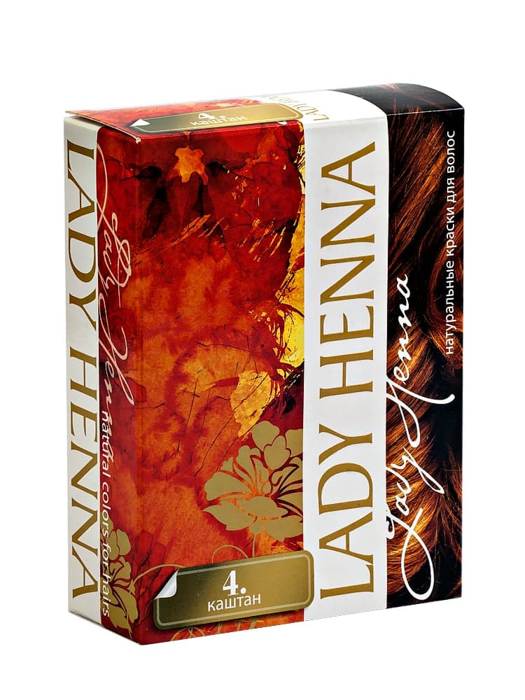 Краска для волос на основе хны Каштан 6 х 10 гр Lady Henna