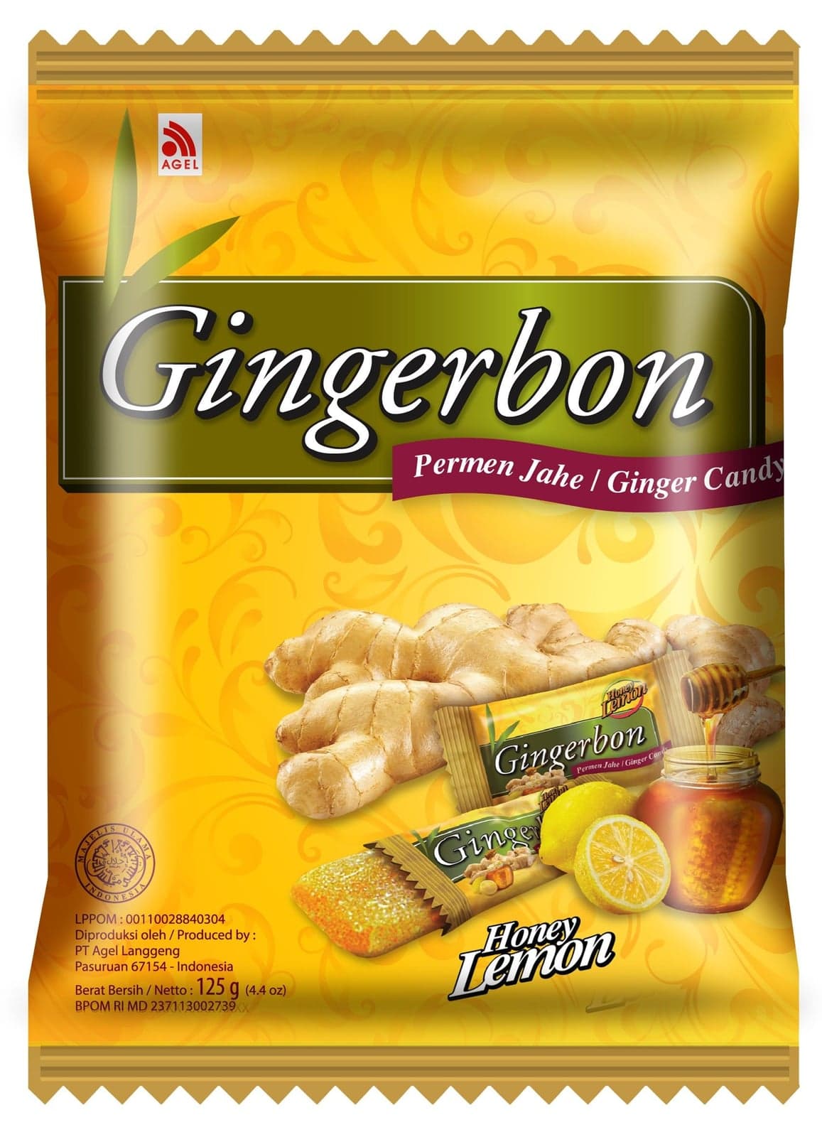 Имбирные конфеты Мед-Лемон Gingerbon Honey-Lemon candy  20шт х 125гр