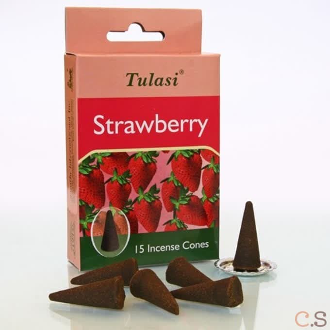 Клубника (Strawberry) благовония 15 конусов Sarathi Tulasi