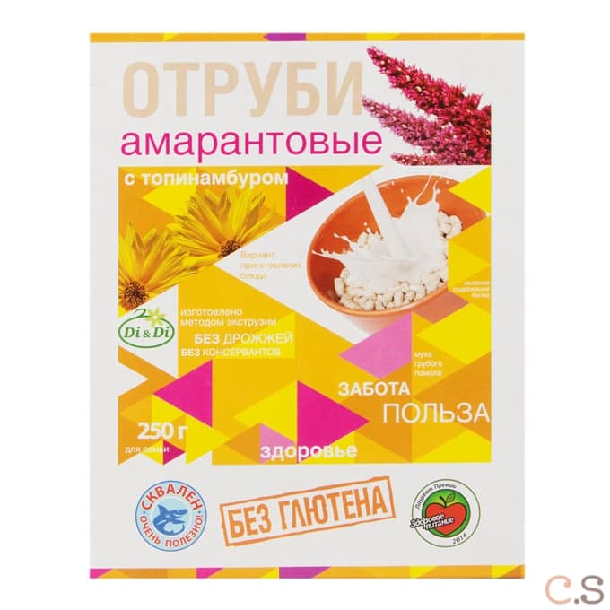 Отруби амарантовые диетические без глютена с топинамбуром 250 гр Ди энд Ди