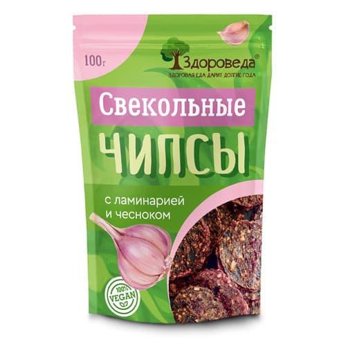 Свекольные чипсы с ламинарией и чесноком 100 гр Здороведа