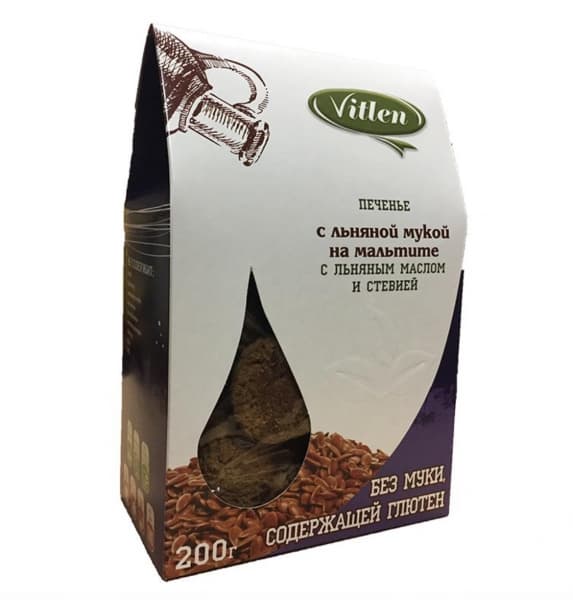 Печенье с льняной мукой на мальтите 200 гр Vitlen Клин
