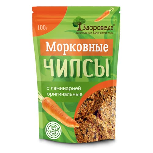 Морковные чипсы с ламинарией оригинальные 100 гр Здороведа