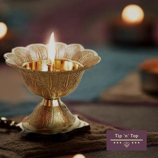 Дийя (дипак) латунь Лотус Lotus Akhand Diya Oil Lamp for Home Pooja