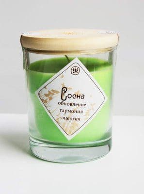 Сосна свеча ароматическая восковая в стекле