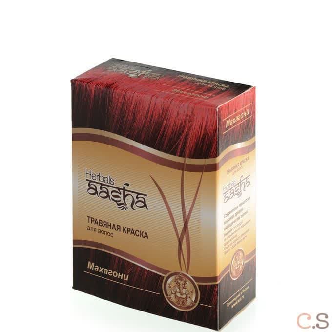 Травяная краска для волос на основе индийской хны Махагони 60 гр Aasha Herbals