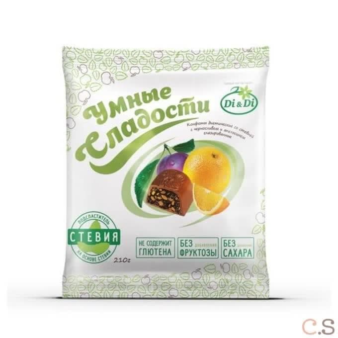 Конфеты Умные Сладости курага с миндалем на стевии в шоколадной глазури.210 гр Ди энд Ди