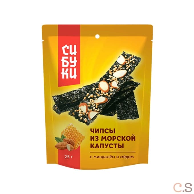 Капуста морская сушеная Чипсы с миндалем и медом 25 гр Сибуки