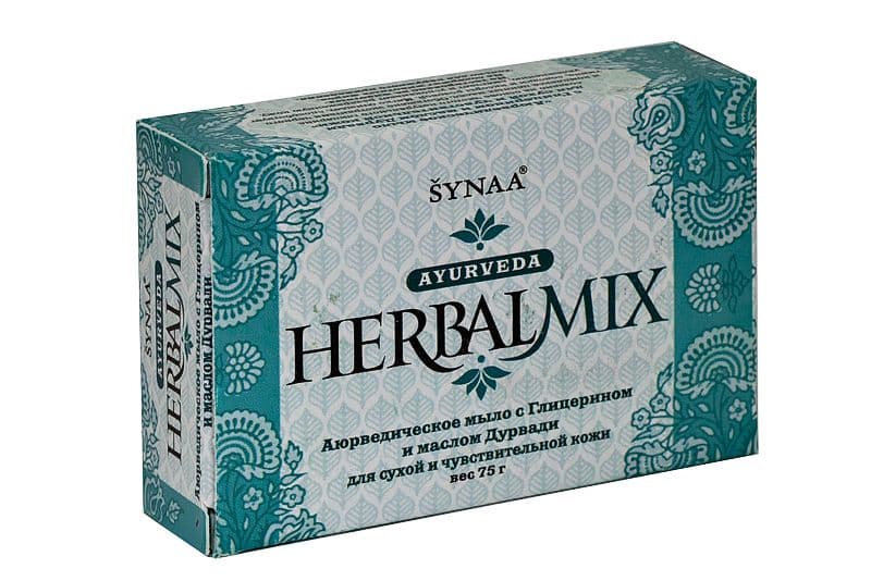Аюрведическое мыло HerbalMix с Глицерином и маслом Дурвади, Synaa