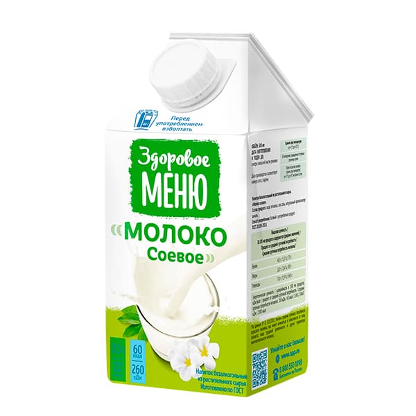 Молоко соевое 500 мл Здоровое меню