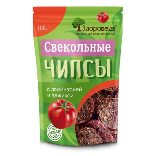 Свекольные чипсы с ламинарией и аджикой 100 гр Здороведа