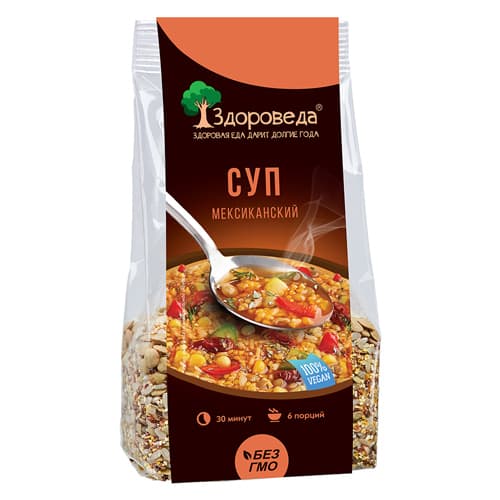 Суп мексиканский с рисом и кукурузой 250 гр Здороведа