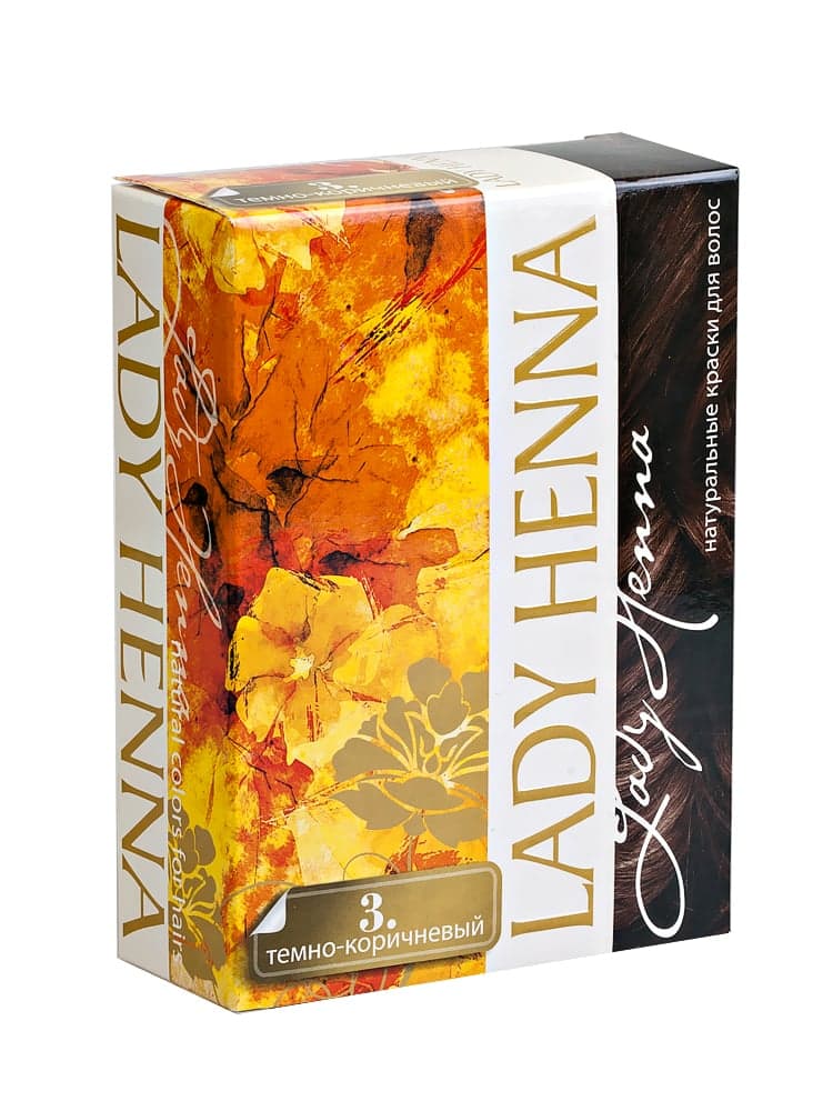 Темно коричневый Краска для волос на основе хны 6 х 10 гр Lady Henna