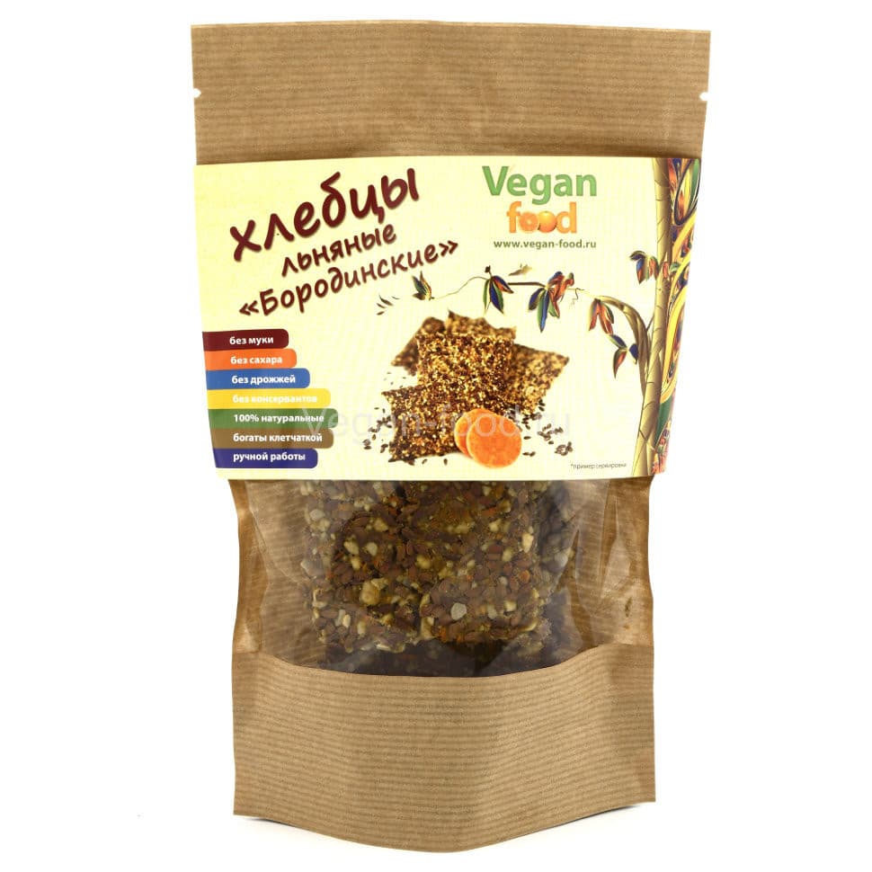 Хлебцы льняные Бородинские Vegan-food 100 гр
