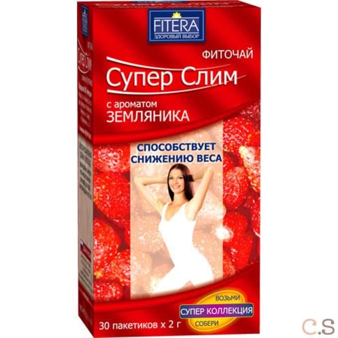 Чай Супер Слим Земляника 30 пакетиков по 2 гр Fitera
