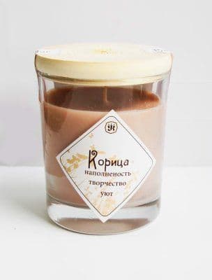 Корица свеча ароматическая восковая в стекле