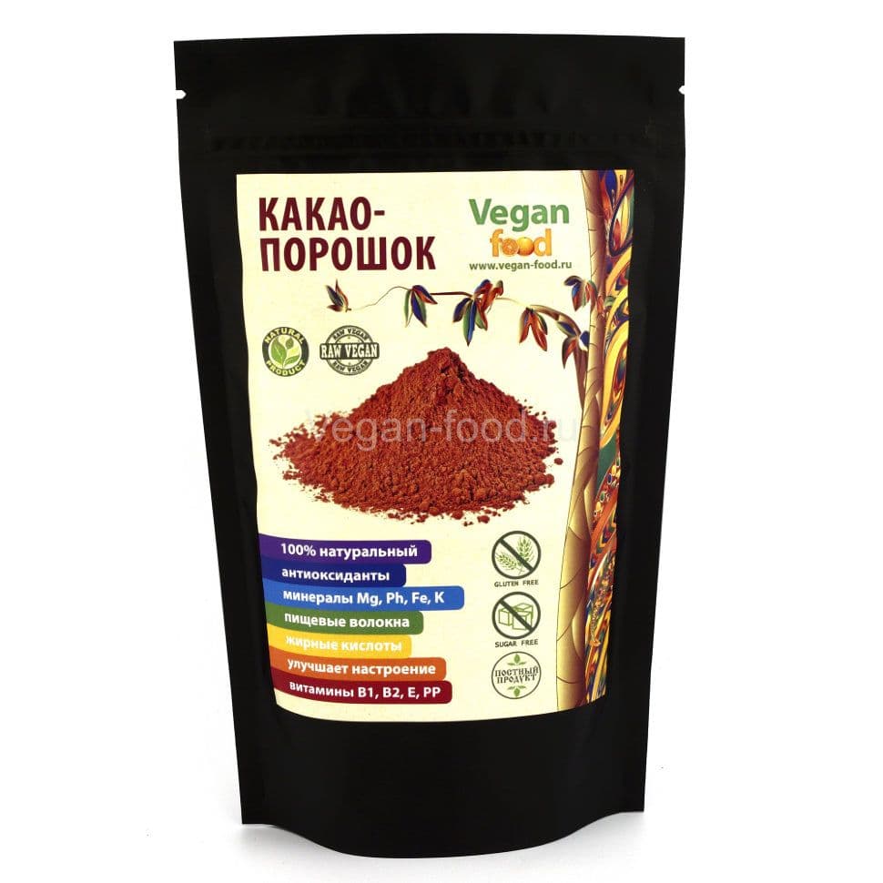 Какао-порошок натуральный 200 г, Vegan food