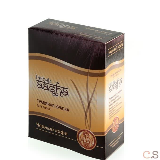 Травяная краска для волос на основе индийской хны Черный кофе 60 гр Aasha Herbals