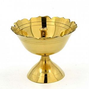 дийя (дипак) латунь tazbi brass traditionally designed rounded detachable akhand diya, диаметр 6 см,