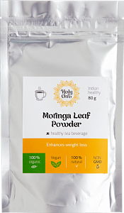 моринга порошок из листьев (moringa leaf powder) чайный травяной напиток 80 гр holy om,